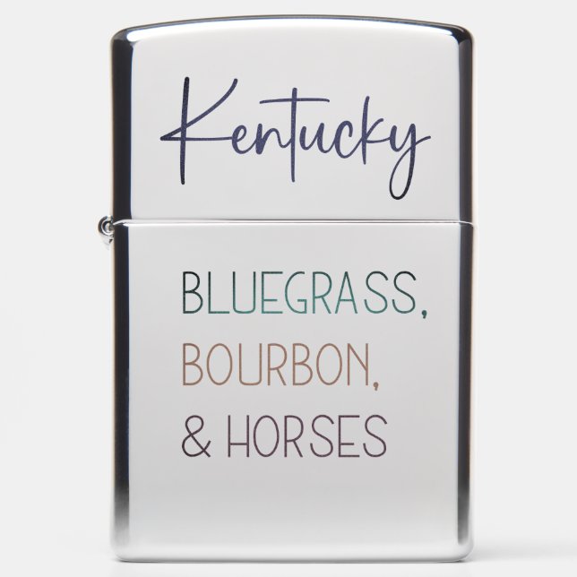 Zippo Lighter - Kentucky Bluegrass, Bourbon, Paard (Voorkant)