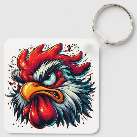 "Zippy the Vivid Rooster" Aluminum Keychain (Achterkant)