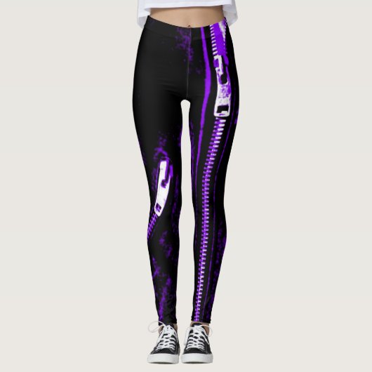 Zips leggings imprimés violets (Devant)