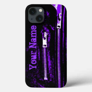 Zips Paarse print Naam iPhone hoesje