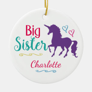 Zisters Unicorn Big Sister , speciaal kerstfeest Keramisch Ornament