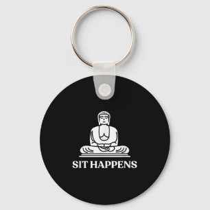 Zit gebeurt! Grappige Yoga Boeddha Gym Gift Sleutelhanger