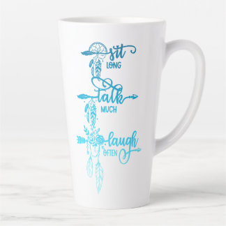 Zit, Praat, Lach, Blauwe Ombre Boho Latte Mok