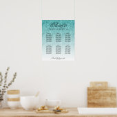 Zitkaart Aqua Blue Glitter Poster (Keuken)