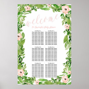 Zitkaart voor Baby shower van zwaan Roze Poster
