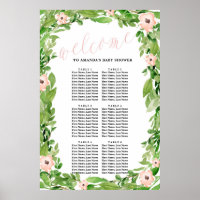 Zitkaart voor Baby shower van zwaan | Roze