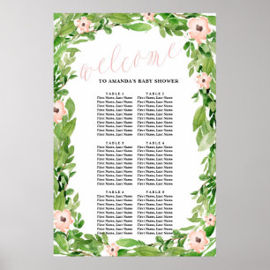 Zitkaart voor Baby shower van zwaan   Roze Poster