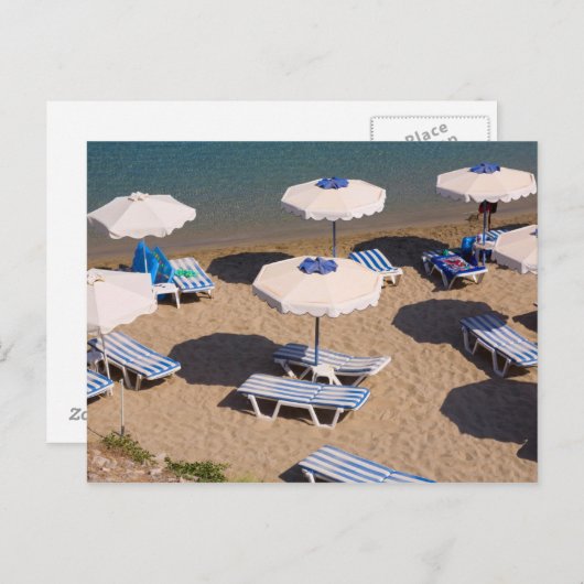 Zitkamer | van het strand Rhodos, Dodecanese Briefkaart (Voorkant / Achterkant)