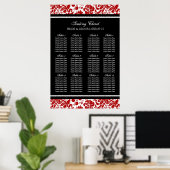 Zitkuur 12 tabellen 96 Guest Red Black Damask Poster (Thuiskantoor)