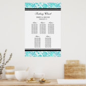 Zitkuur 5 Tables Aqua Black Damask Poster (Keuken)