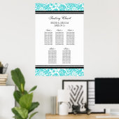 Zitkuur 5 Tables Aqua Black Damask Poster (Thuiskantoor)