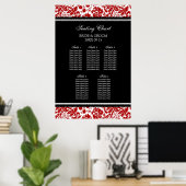Zitkuur 5 Tables Red Black Damask Poster (Thuiskantoor)
