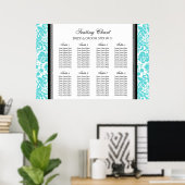 Zitkuur 8 Tables Black Aqua Damask Poster (Thuiskantoor)