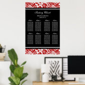 Zitkuur 8 Tables Red Black Damask Poster (Thuiskantoor)