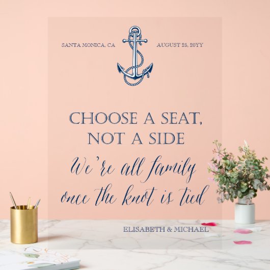 "Zitplaats niet zijwaarts" nautisch trouwbord Acryl Bord (Huwelijk)