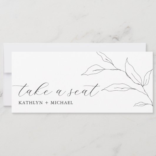Zitplaatsenkaartkoptekst Groen Modern Leaf Kaart (Voorkant)