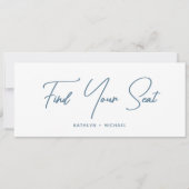 Zitplaatsenkaartkoptekst Modern Dusty Blue Script Kaart (Voorkant)