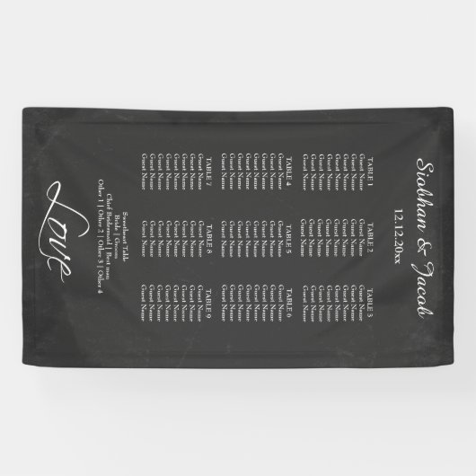 Zitplattegrond Gepersonaliseerde Faux Chalkboard b Spandoek (Horizontaal)