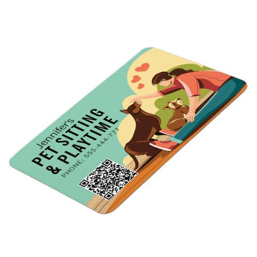 Zitten en afspelen met QR-code Dog Business Magneet (Linkerzijde)