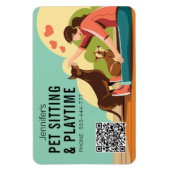 Zitten en afspelen met QR-code Dog Business Magneet (Verticaal)