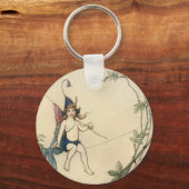 Zitten op een spinnerdraad sleutelhanger (Voorkant)