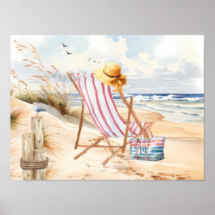Zittend bij het Zee Beach Monogram Poster