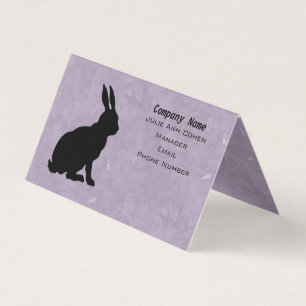 Zittend Black Rabbit Silhouette op gemarmerde Paar Visitekaartjes