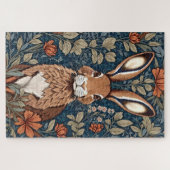 Zittend Bruin Konijn  Bloemen Legpuzzel (Horizontaal)