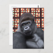 Zittend Gorilla op Rood en Blauw Geometrisch Wildl Briefkaart (Voorkant / Achterkant)