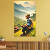 Zittend in sereniteit canvas afdruk (Insitu (Woonkamer))