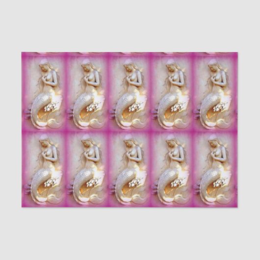 zittend mermaids roze tissuepapier (Voorkant)