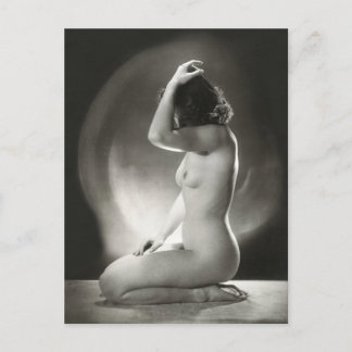 Zittend Naakt Vrouw c1920s Briefkaart