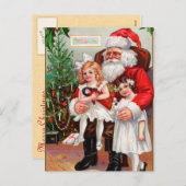 Zittend op de schoot van de Kerstman Feestdagenkaart (Voorkant / Achterkant)