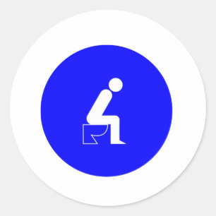 Zittend op toilet ronde sticker