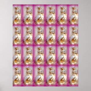 zittend roze poster