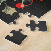 Zittend Zwart Kat Kerstmis Thema Legpuzzel (Zijkant)