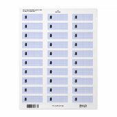 Zittend zwart kat silhouet. Op bleek blauw cheque. Etiket (Full Sheet)