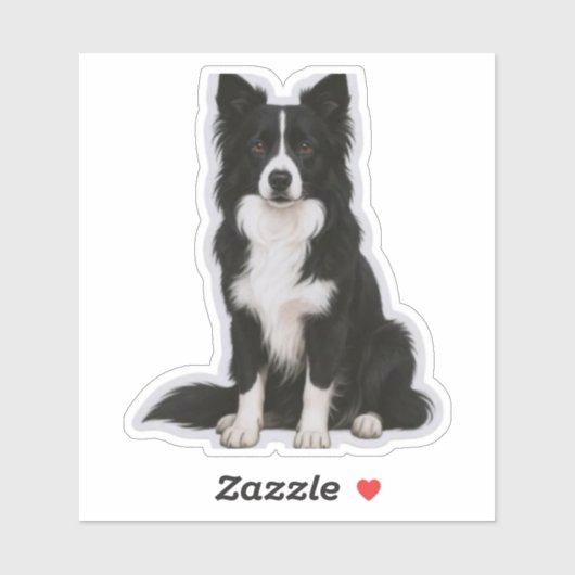 Zittende Border Collie Sticker (Vel)