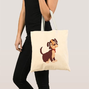 Zittende bruine puppy zoete gelukkige hond tote bag