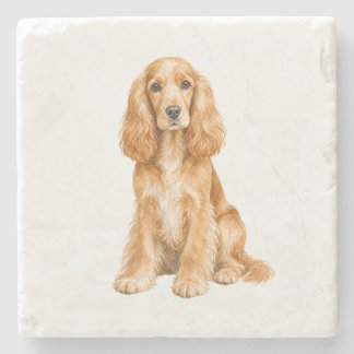 Zittende Cocker Spaniel Natuurstenen Onderzetter