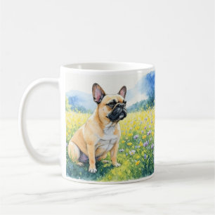 Zittende Franse Bulldog Waterverf Koffiemok