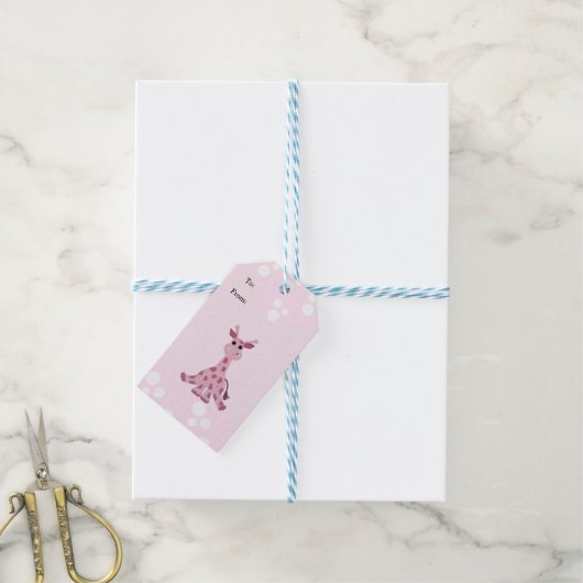 Zittende Giraffe Cadeaulabel (Met Touw)