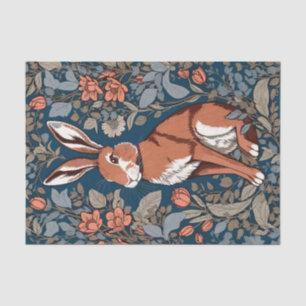 Zittende haas William Morris geïnspireerd Floral Tissuepapier