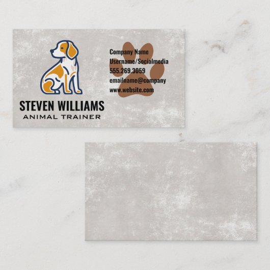 Zittende Hond | Hond Poot Visitekaartje (Voorkant / Achterkant)