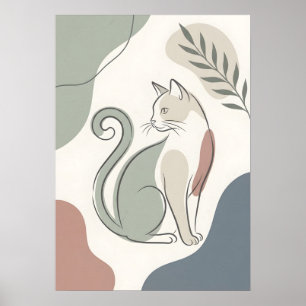 Zittende Kat Boho Abstract Poster