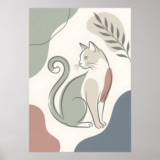 Zittende Kat Boho Abstract Poster (Voorkant)