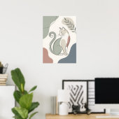 Zittende Kat Boho Abstract Poster (Thuiskantoor)