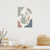 Zittende Kat Boho Abstract Poster (Keuken)