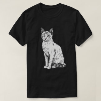 Zittende Kat Kunst T-shirt
