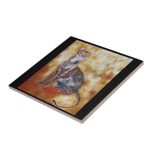 Zittende kat 🐈 tegeltje (Zijkant)